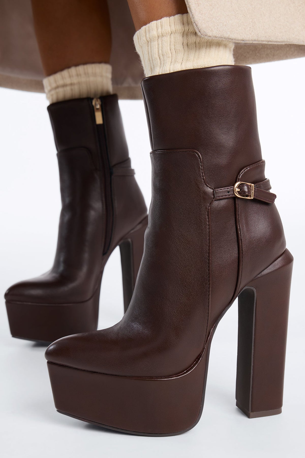 Ranya Ultra Platform Booties - Brown