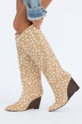 Major News Pony Hair Wedge Boots - Brown/combo