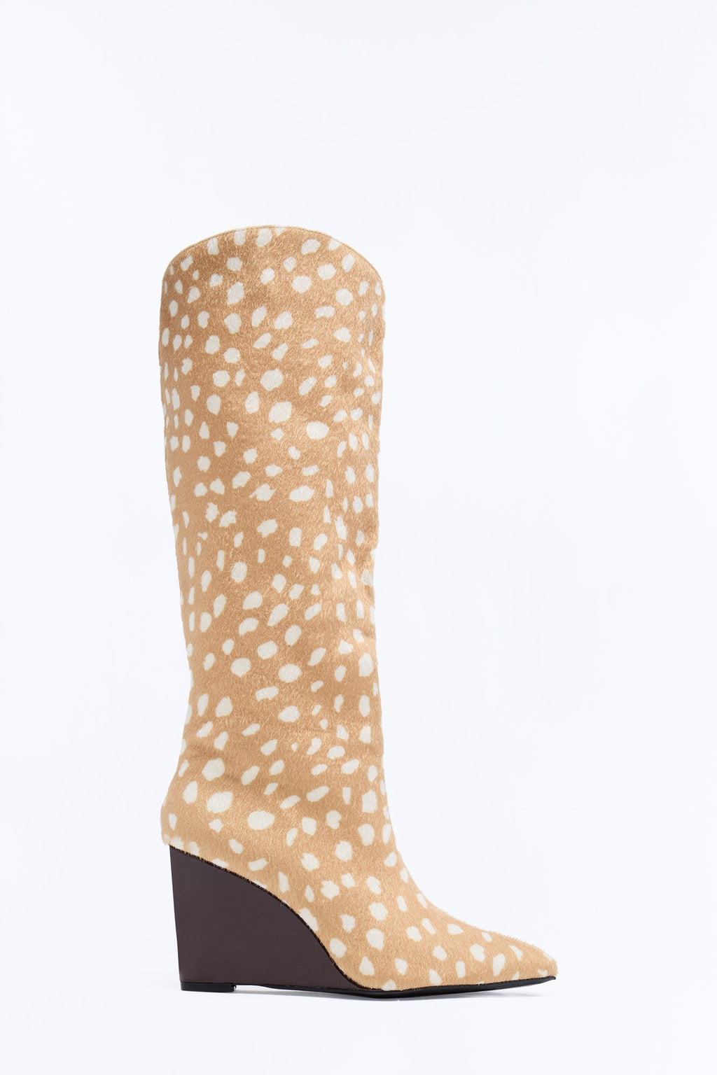 Major News Pony Hair Wedge Boots - Brown/combo