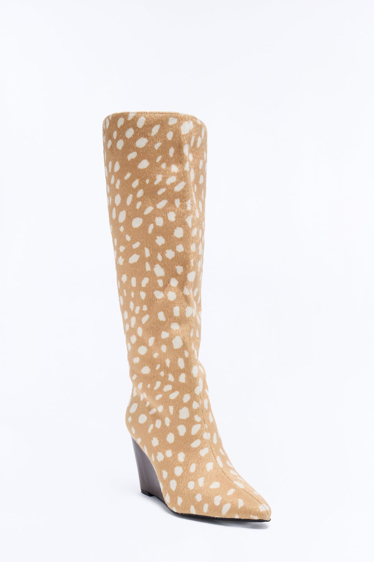 Major News Pony Hair Wedge Boots - Brown/combo