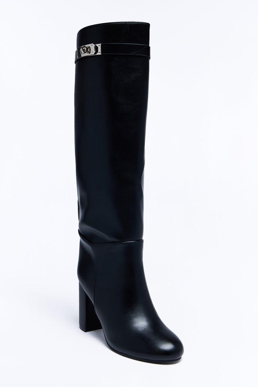 Makayla Knee High Heeled Boots - Black