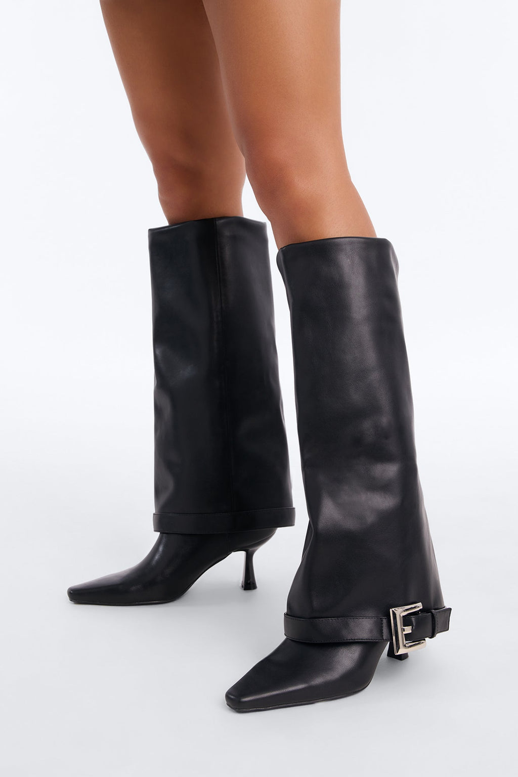 Good Things Only Overlay Heeled Boots - Black