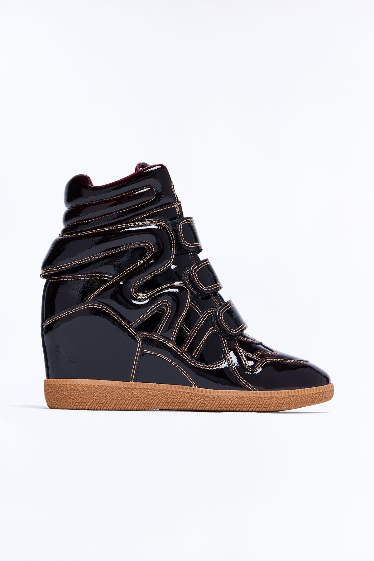 Steve Madden Mavis Patent Wedge Sneakers - Burgundy