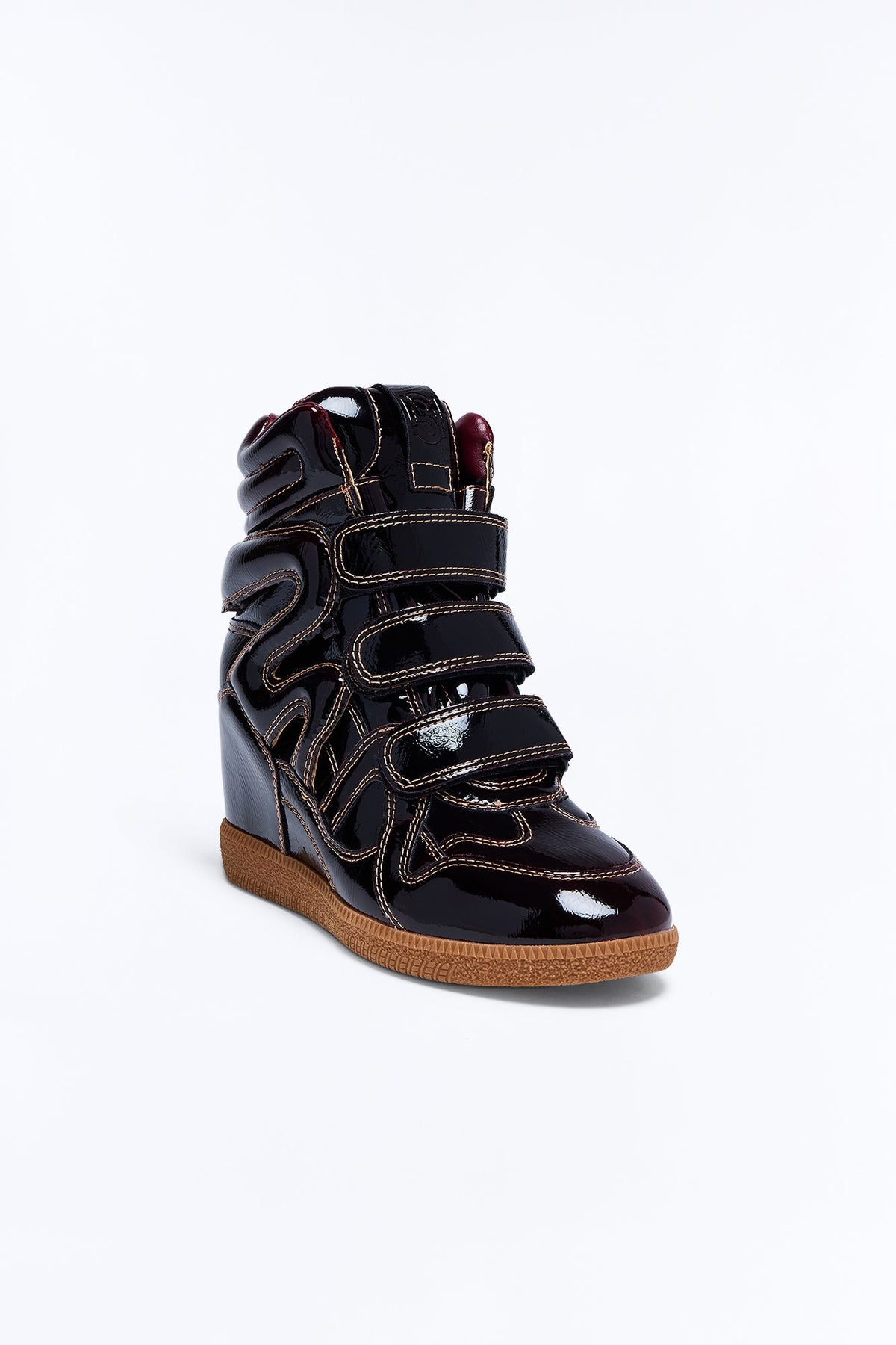 Steve Madden Mavis Patent Wedge Sneakers - Burgundy