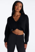 Endless Dusk Cropped Pullover Sweater - Black