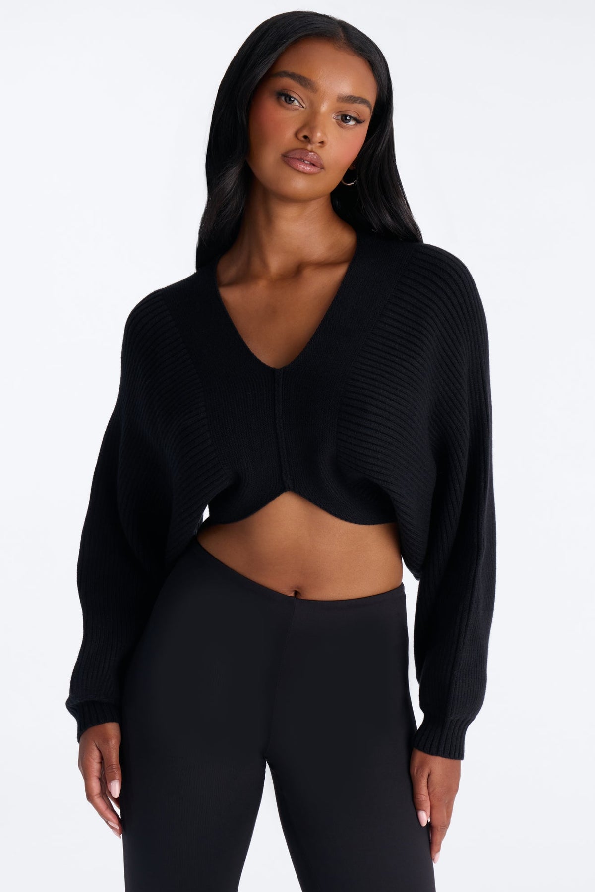 Endless Dusk Cropped Pullover Sweater - Black