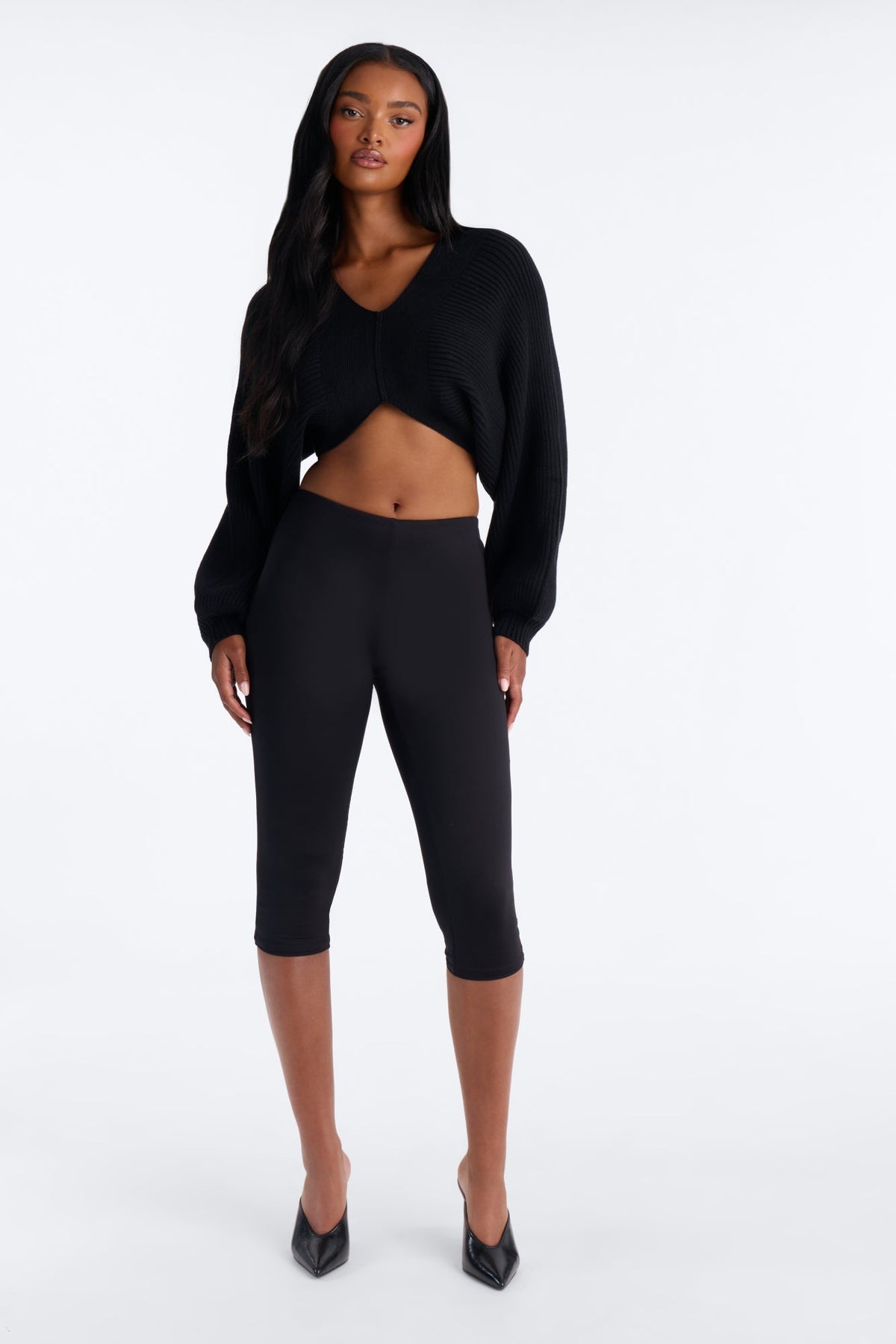 Endless Dusk Cropped Pullover Sweater - Black