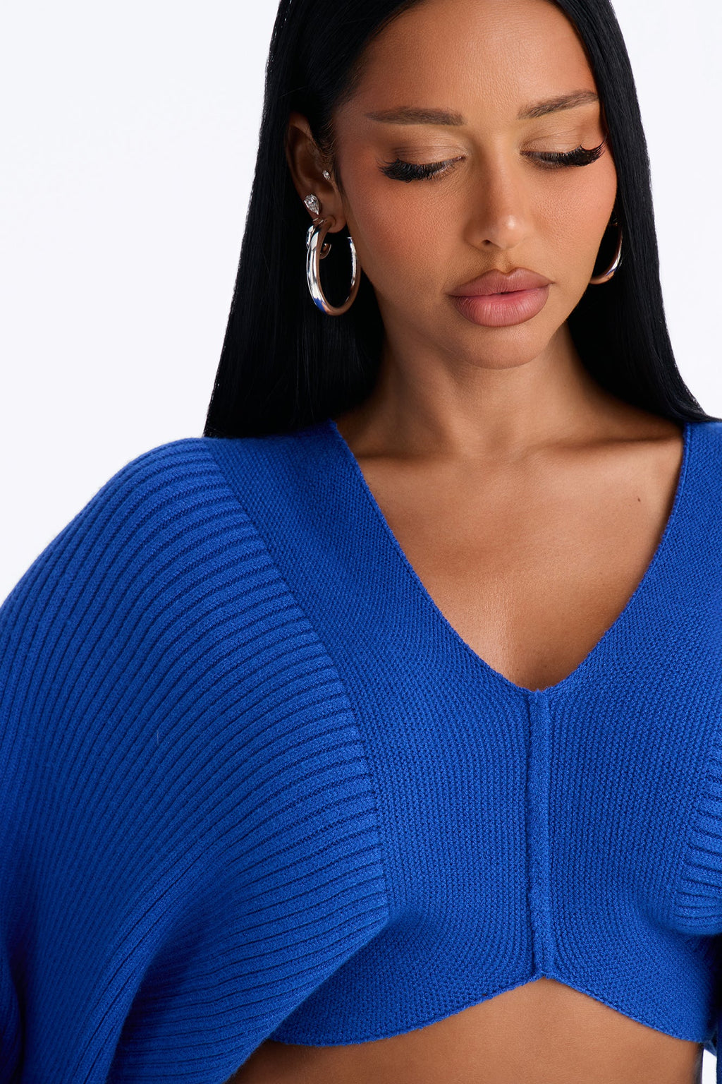 Endless Dusk Cropped Pullover Sweater - CobaltBlue