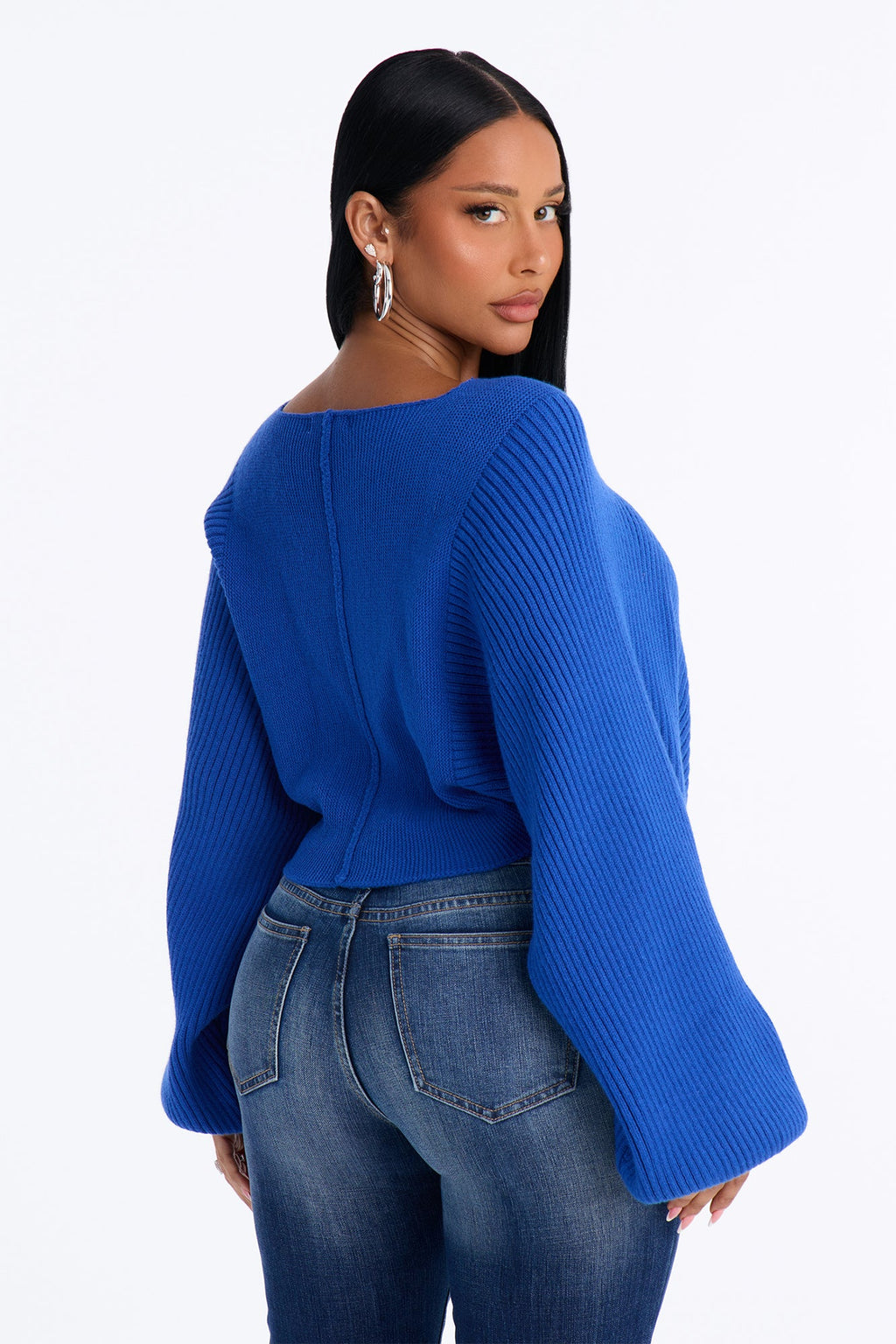 Endless Dusk Cropped Pullover Sweater - CobaltBlue