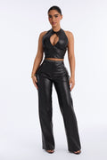 Gone Rogue Faux Leather Pant Set - Black