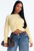 Orchard Air Pullover Twist Front Sweater - Butter Yellow