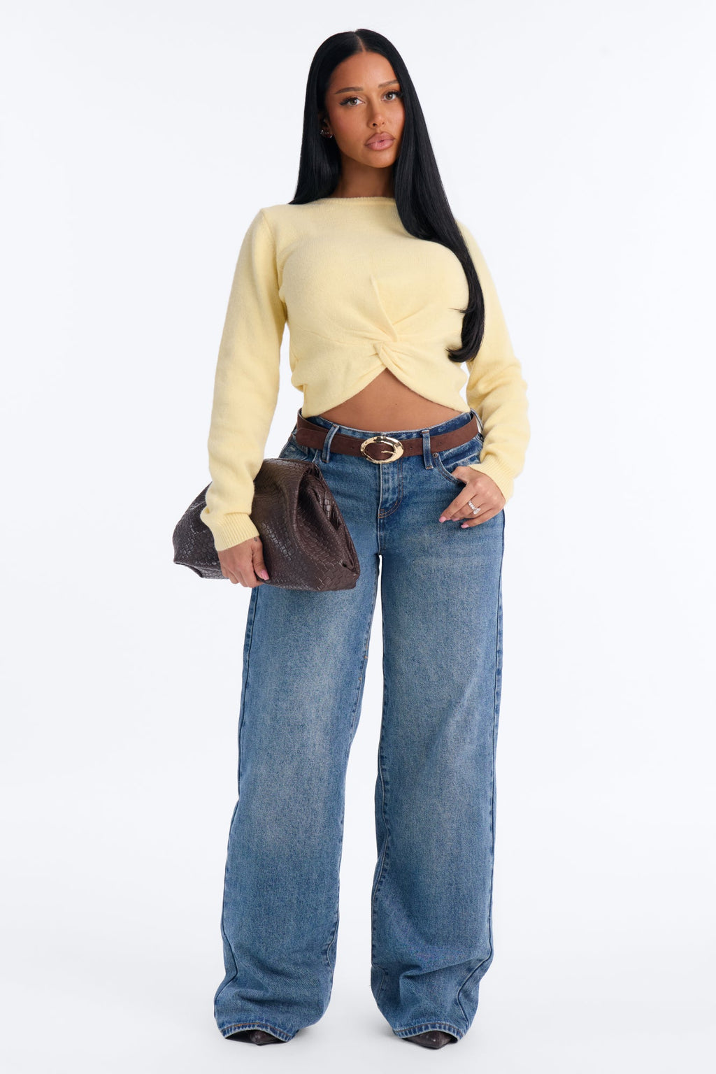 Orchard Air Pullover Twist Front Sweater - Butter Yellow