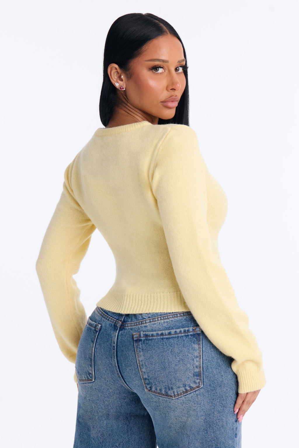 Orchard Air Pullover Twist Front Sweater - Butter Yellow