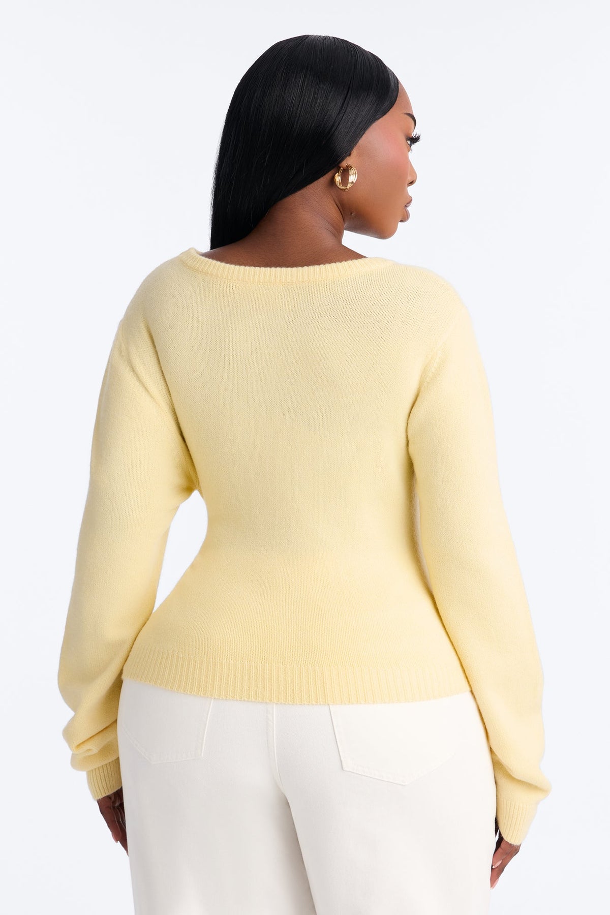 Orchard Air Pullover Twist Front Sweater - Butter Yellow