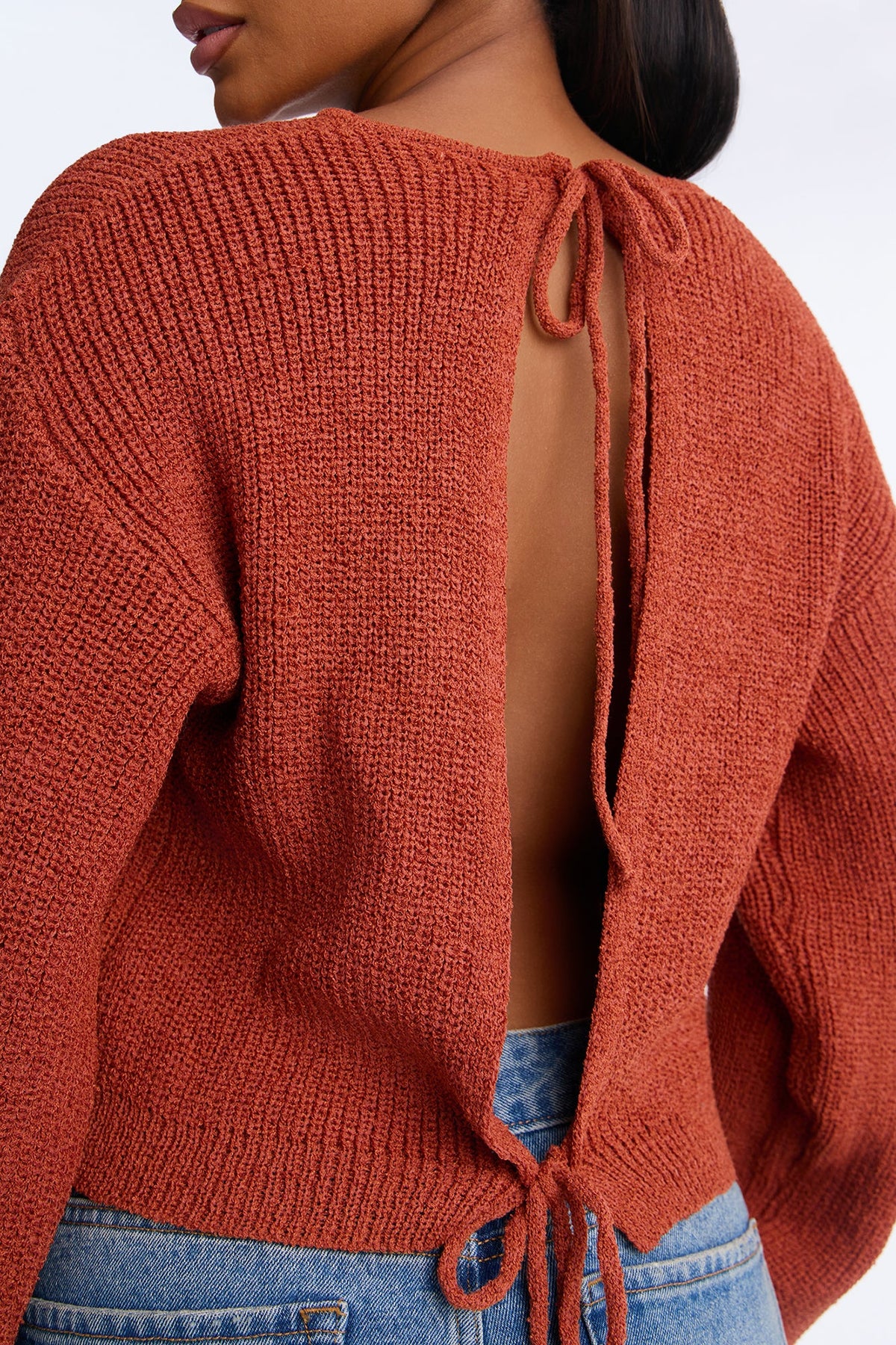 Helena Backless Pullover Sweater - Rust