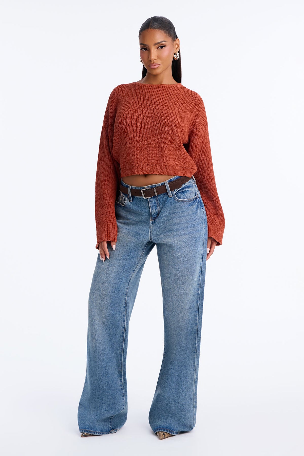 Helena Backless Pullover Sweater - Rust