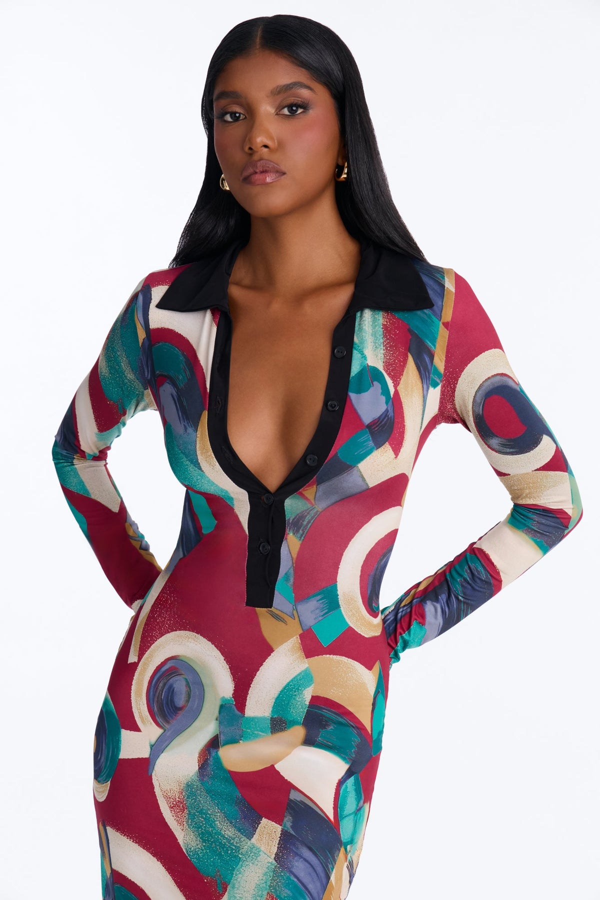 Modern Day Art Midi Dress - Multi Color