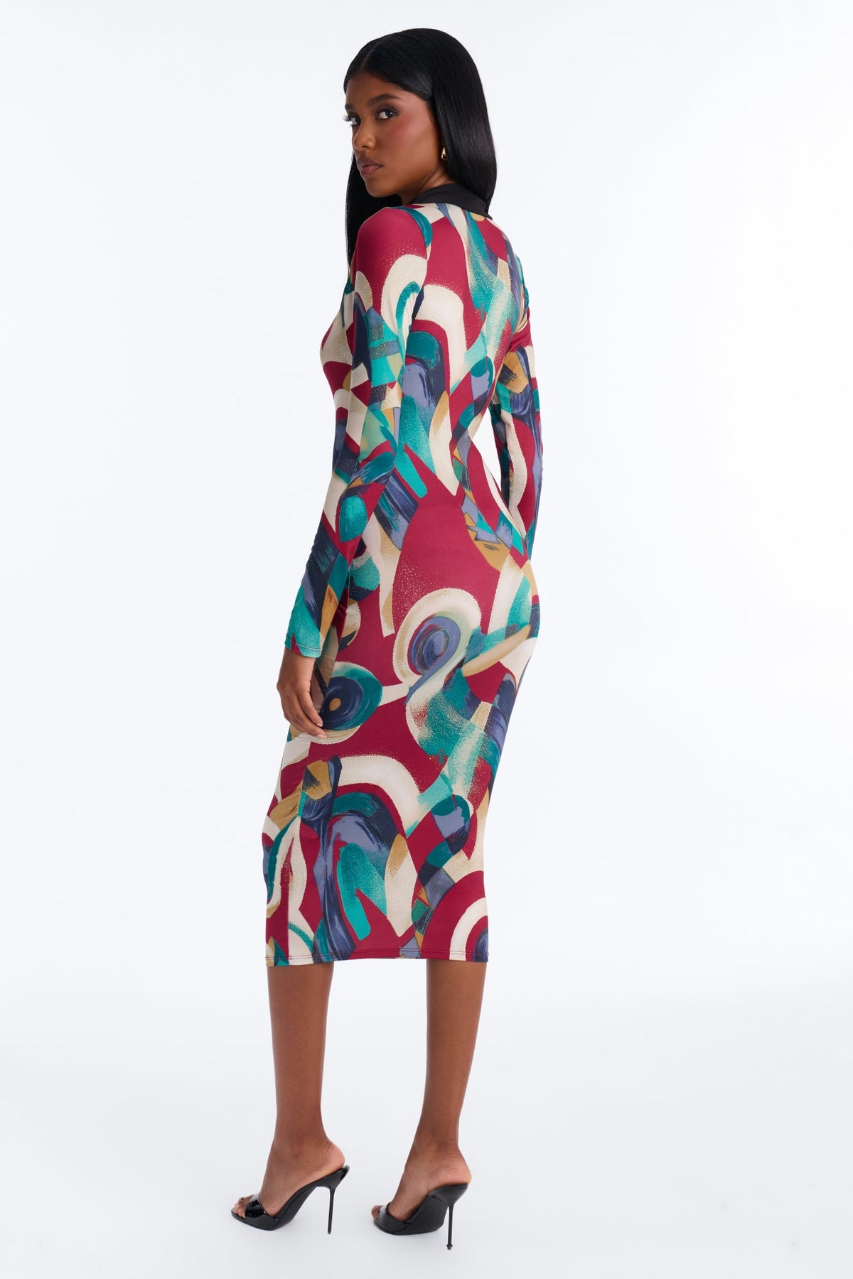 Modern Day Art Midi Dress - Multi Color