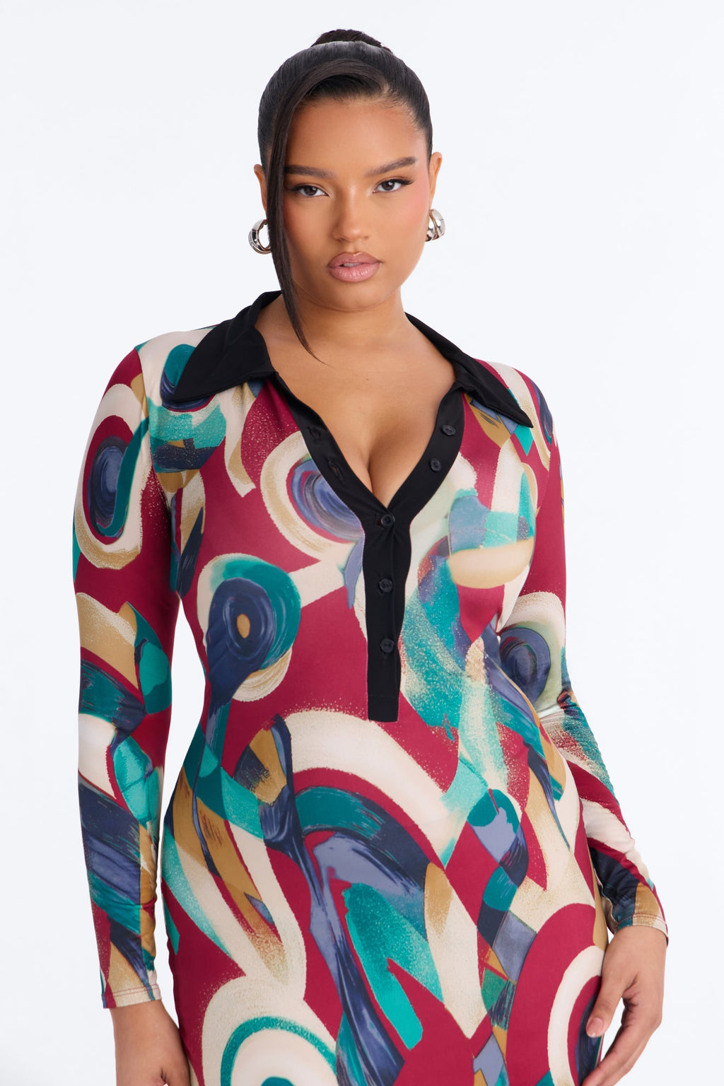 Modern Day Art Midi Dress - Multi Color