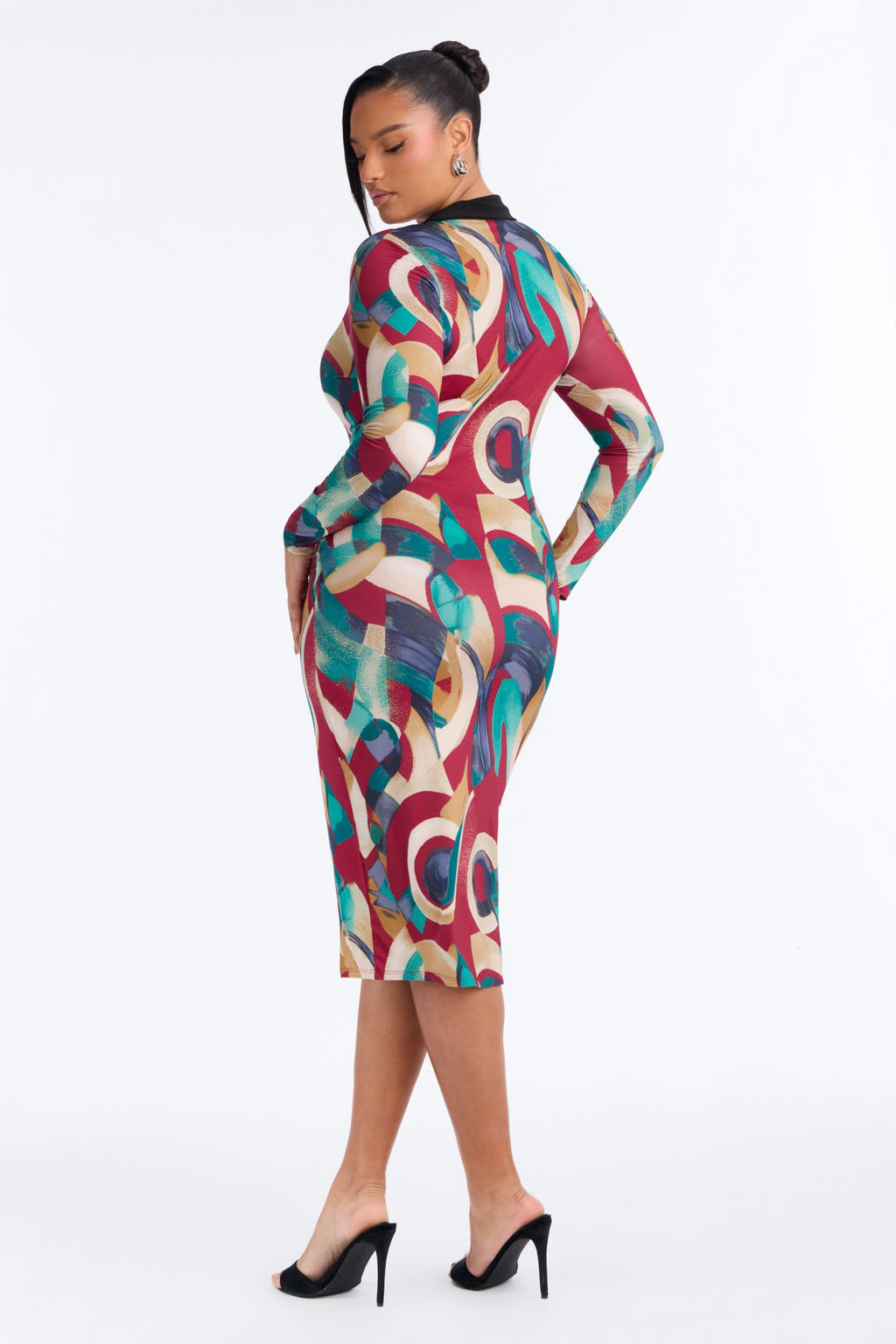 Modern Day Art Midi Dress - Multi Color