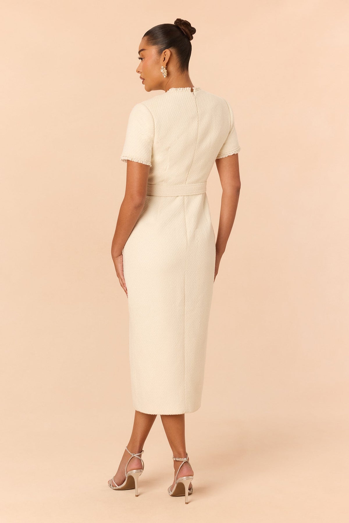 Melanie Tweed Midi Dress - Ivory
