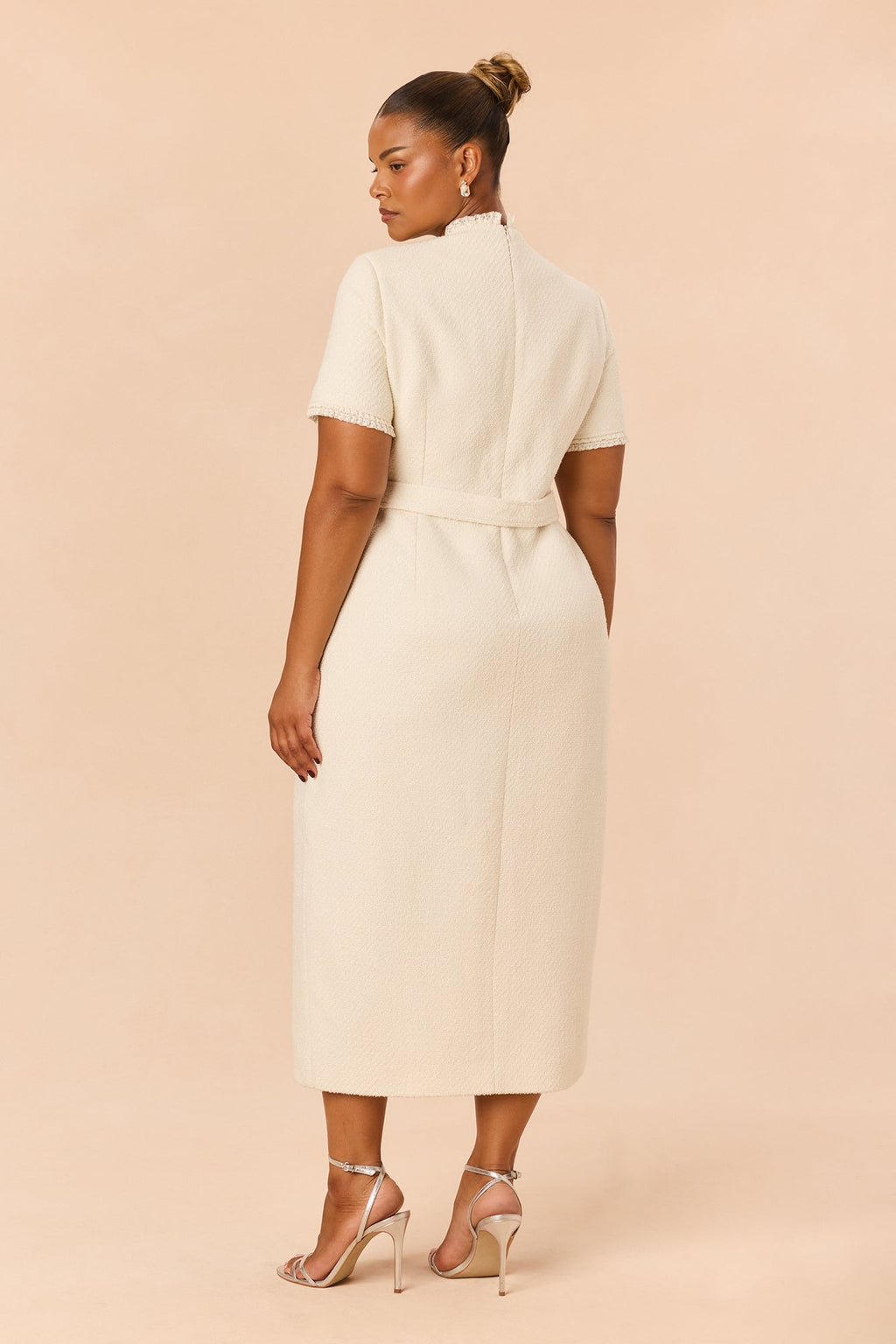 Melanie Tweed Midi Dress - Ivory