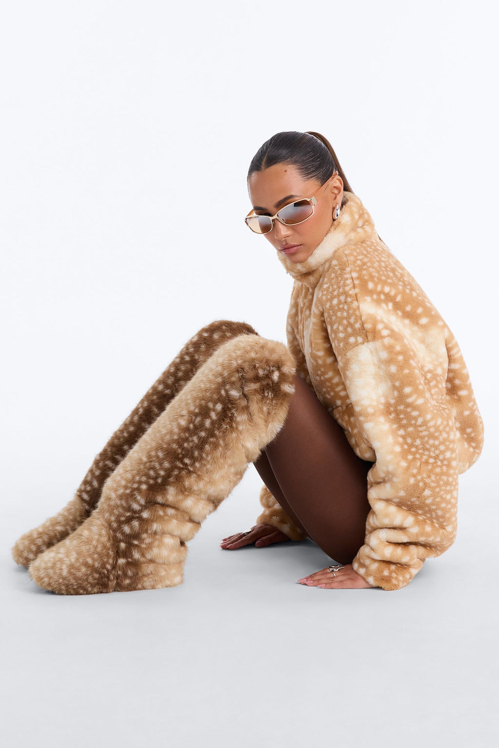 Arctic Faux Fur Boots - Tan/Multi