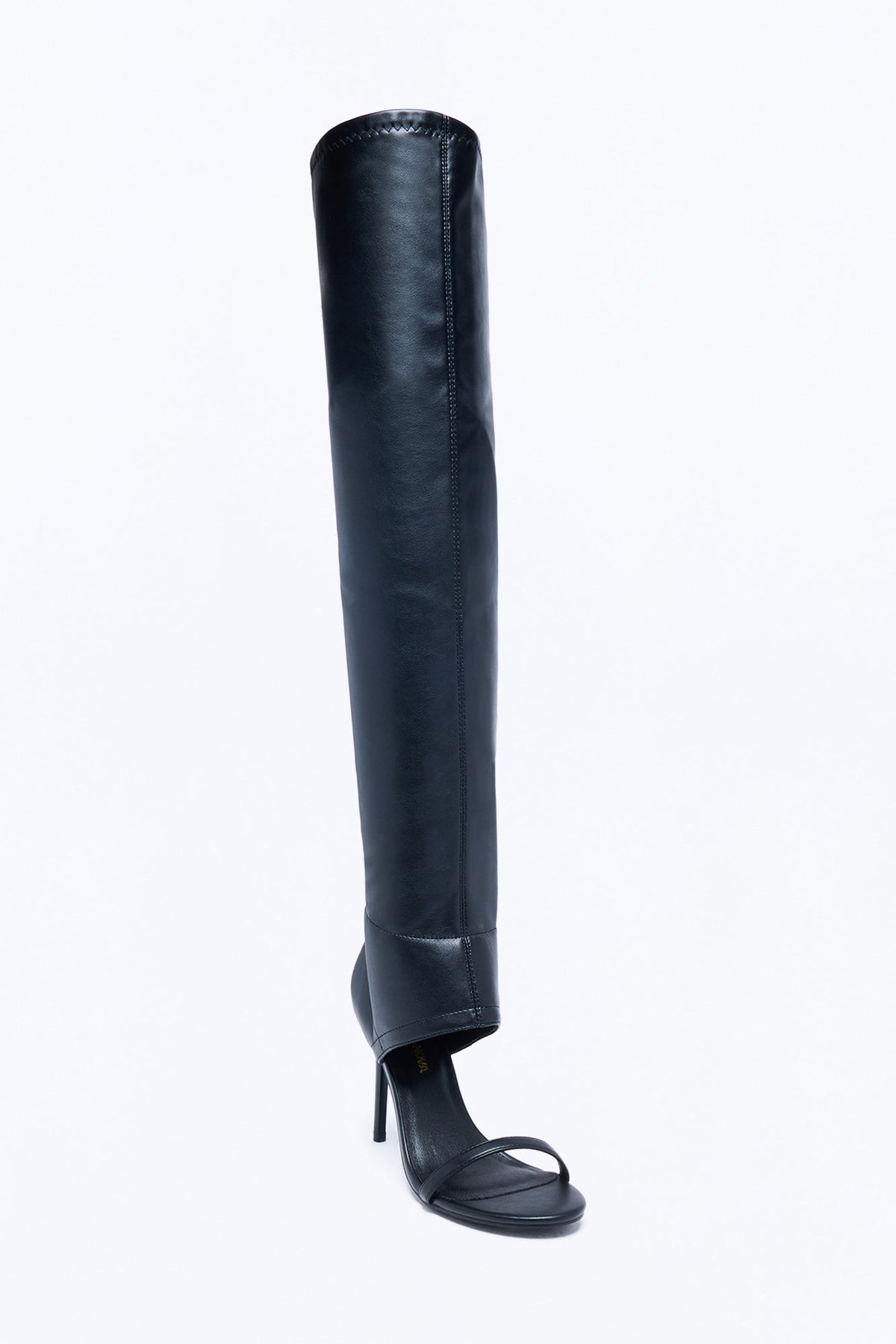 Right Energy Thigh High Thong Heeled Boots - Black