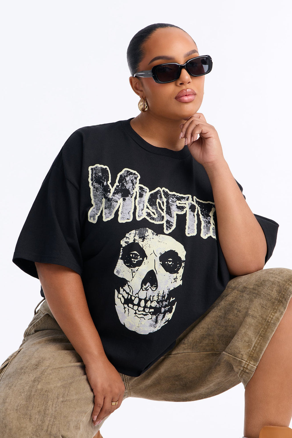 Misfits Iconic Logo Oversized Tee - Black
