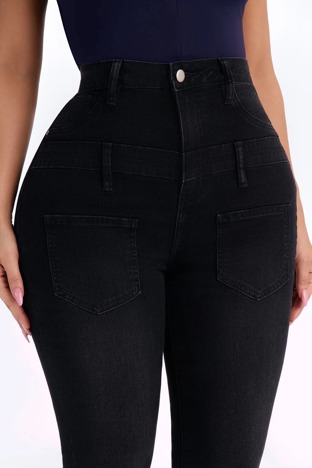 Double Meaning High Rise Stretch Skinny Jeans - Black Wash