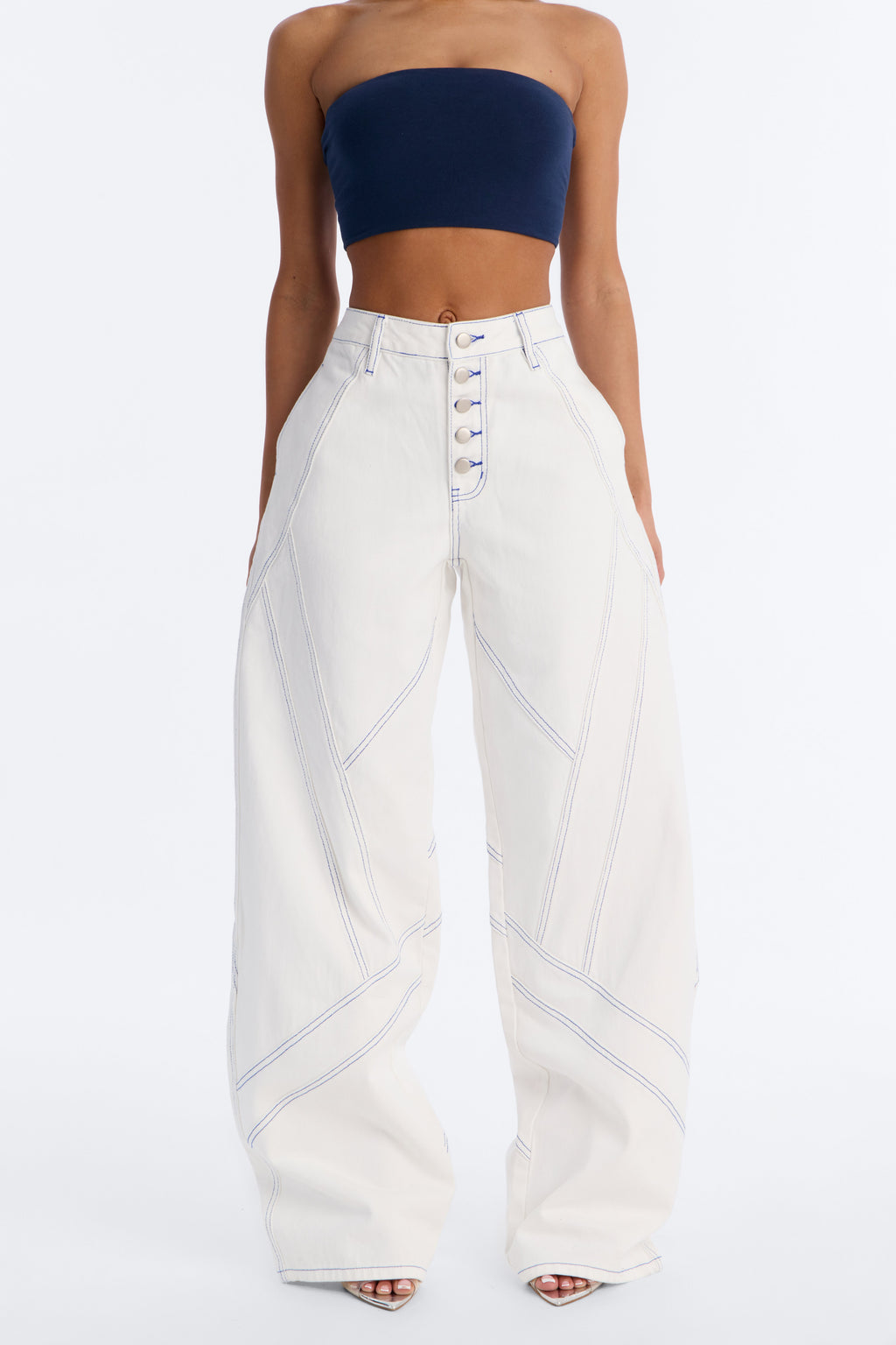 All American Sweetheart Non Stretch Buttonfly Jeans - White