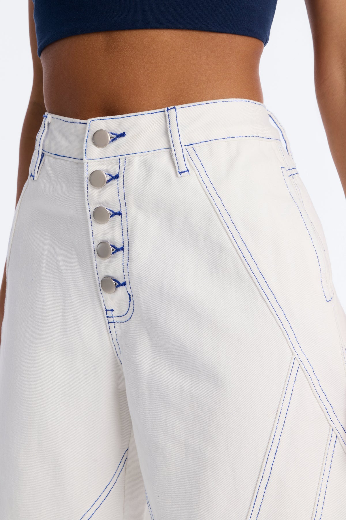 All American Sweetheart Non Stretch Buttonfly Jeans - White
