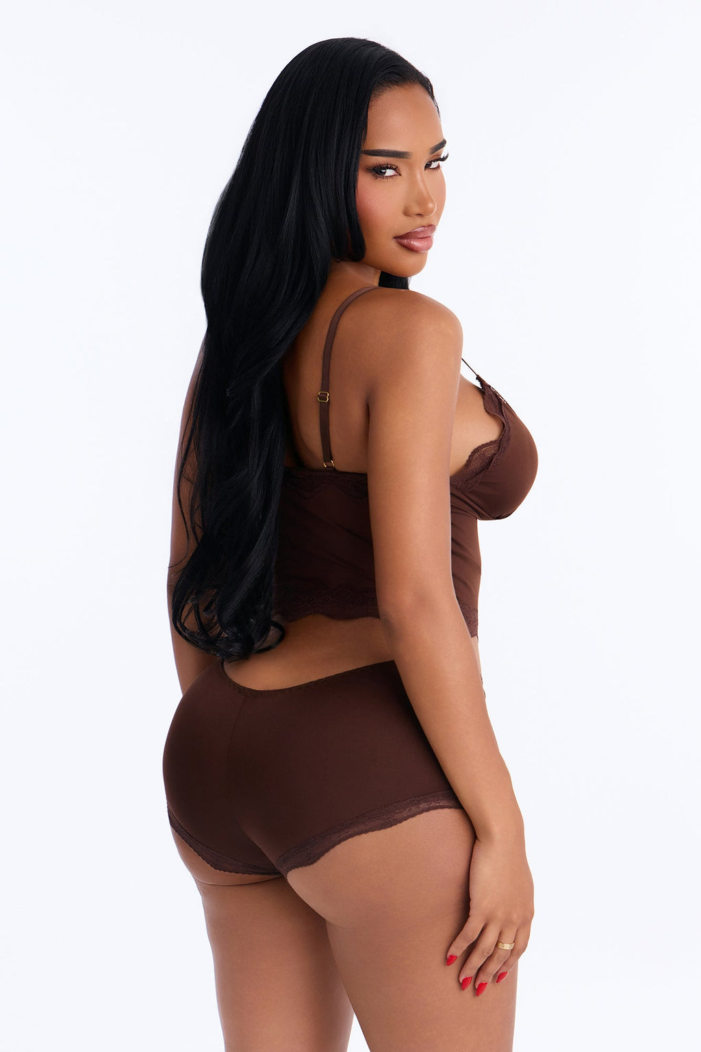 Sugar Plum 2 Piece Cami & Boyshort Set - Espresso