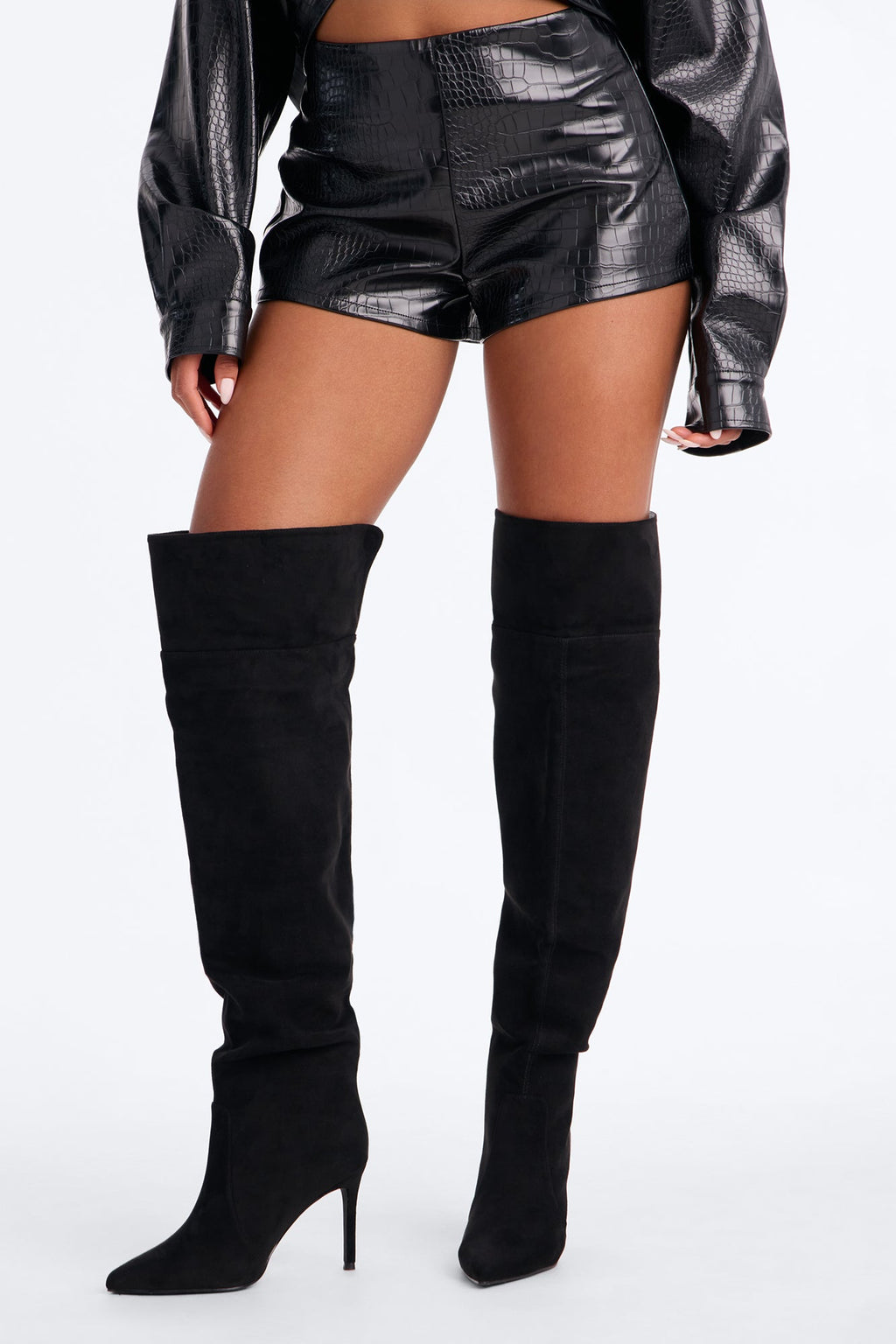 Play for Keeps Suede Heeled Boots - Black