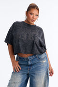 Bad Girl Washed Puff Print Tee - Black