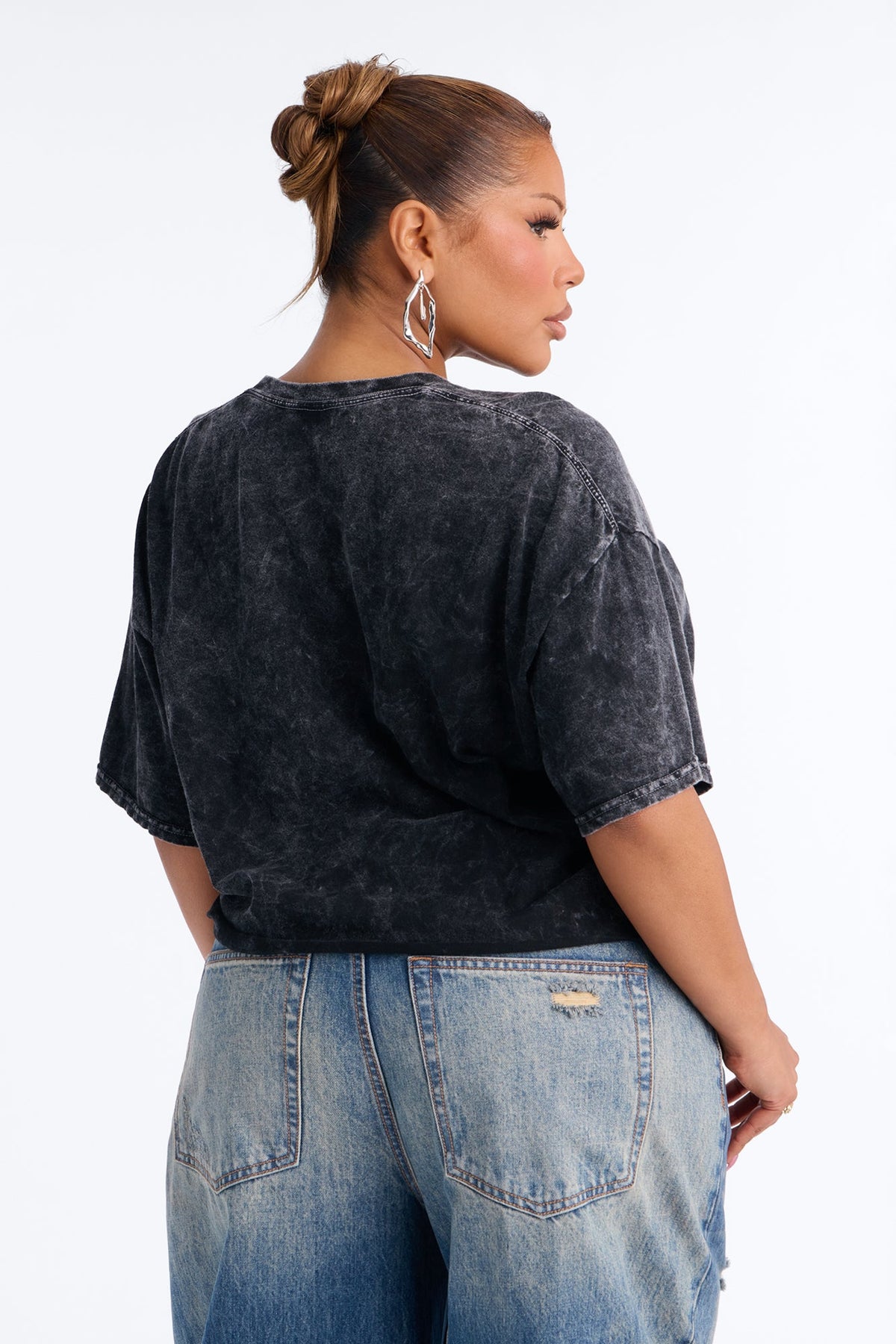 Bad Girl Washed Puff Print Tee - Black