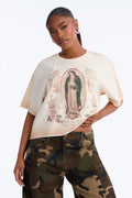 Faith Never Fails Washed Raw Hem Tee - Off White