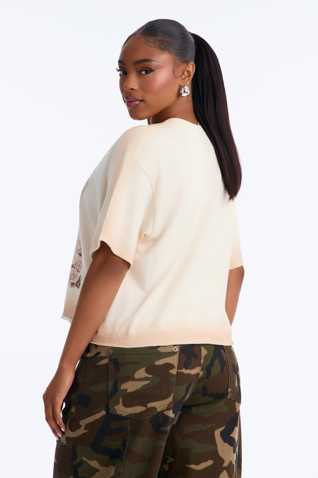 Faith Never Fails Washed Raw Hem Tee - Off White
