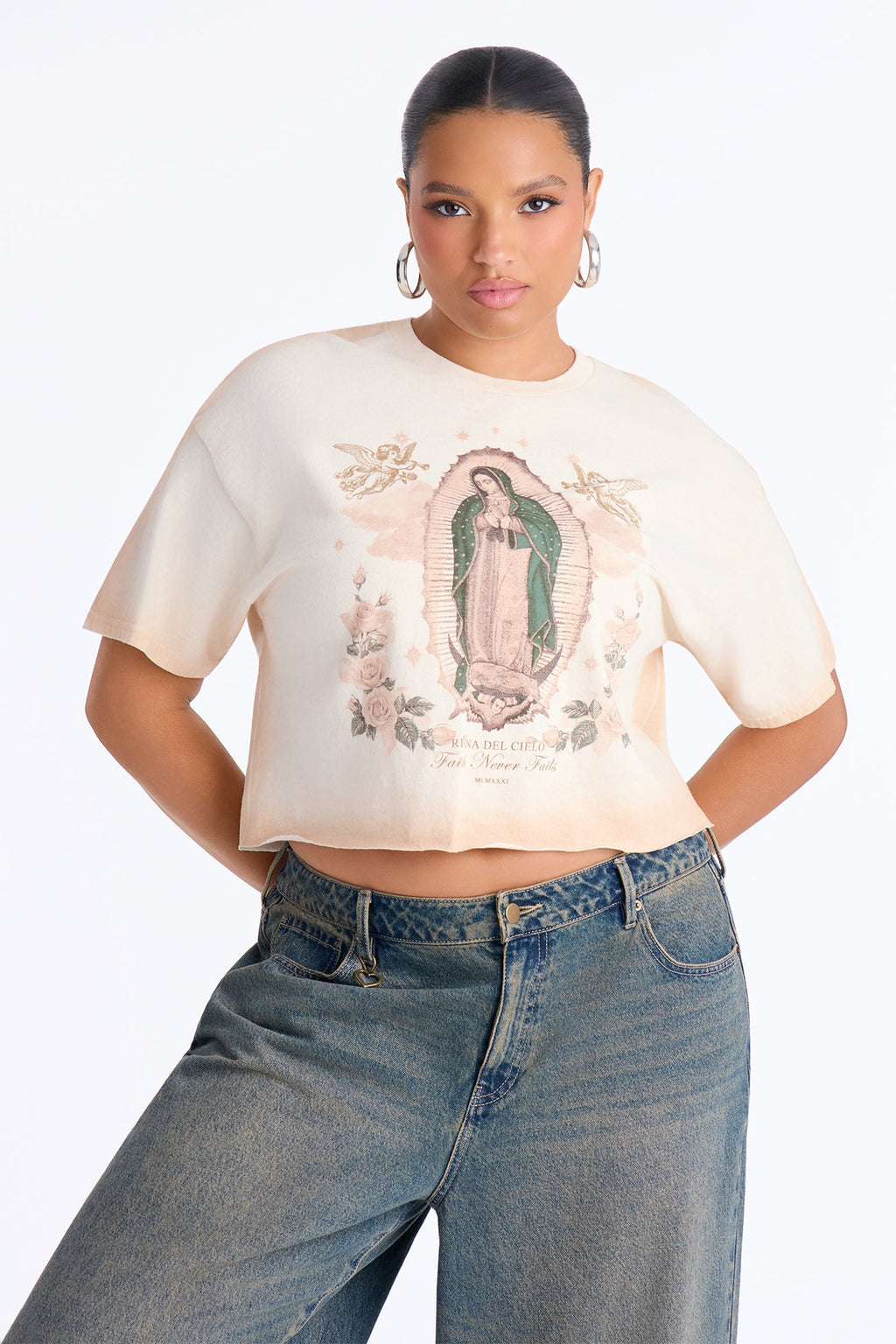 Faith Never Fails Washed Raw Hem Tee - Off White