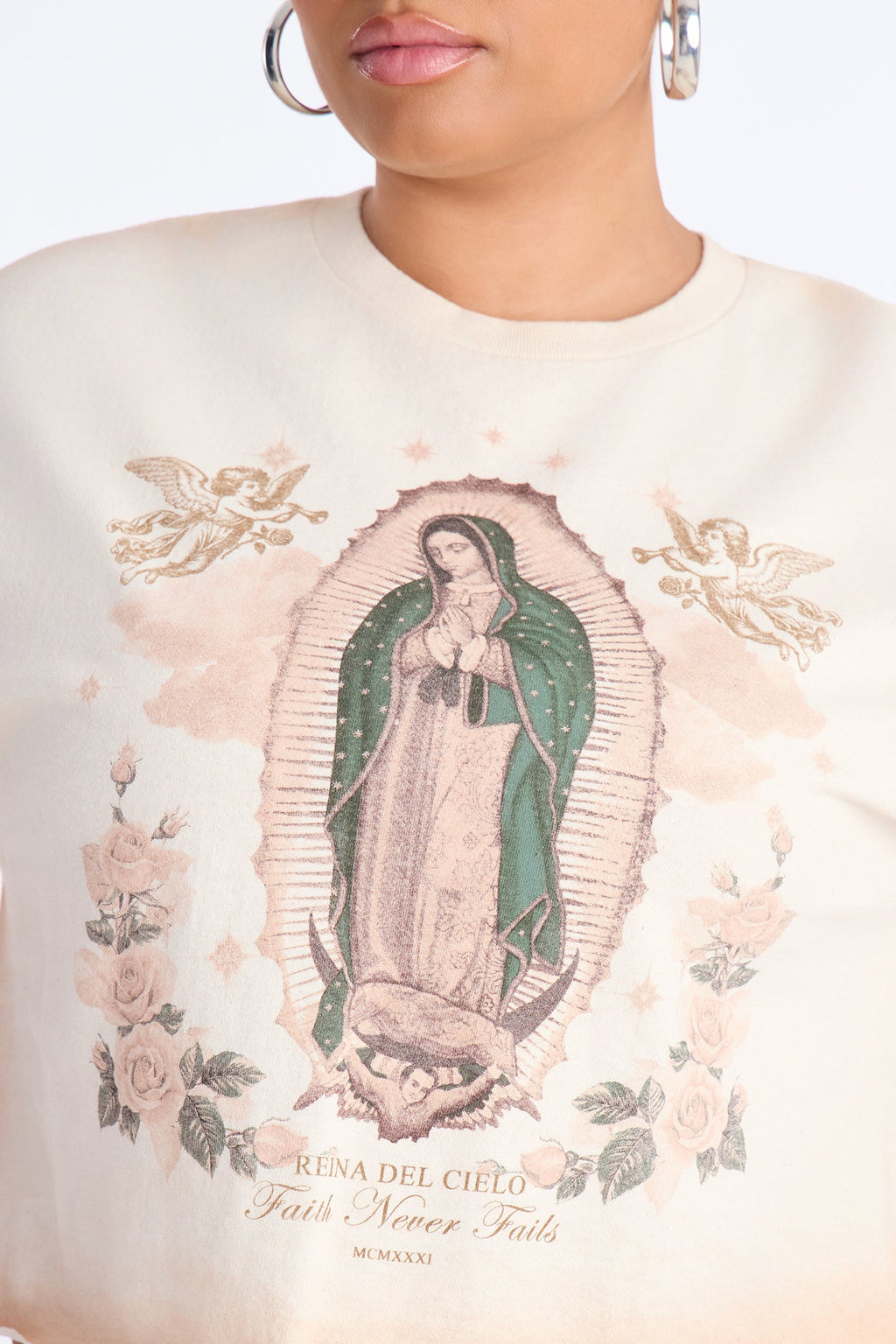 Faith Never Fails Washed Raw Hem Tee - Off White