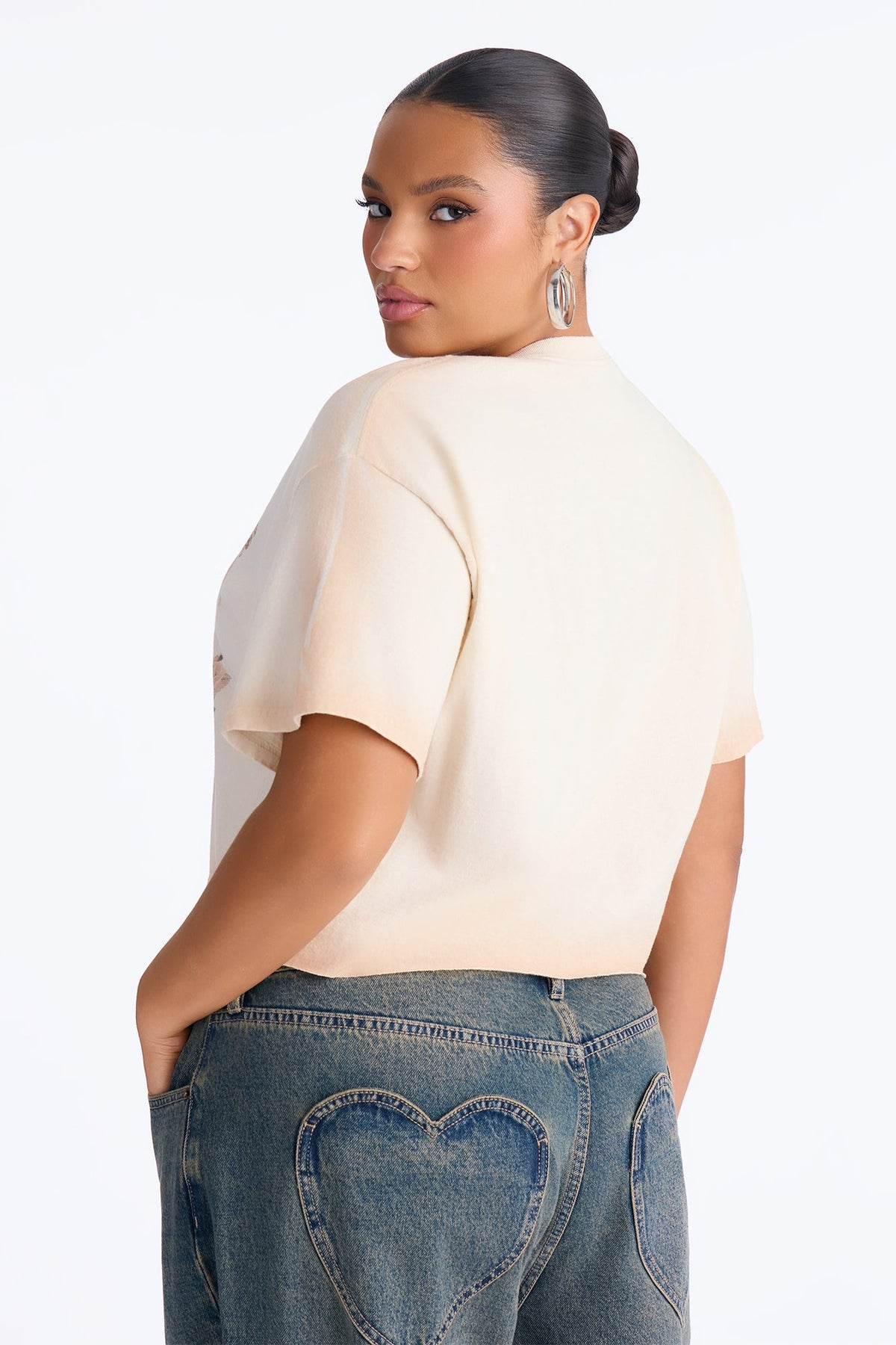 Faith Never Fails Washed Raw Hem Tee - Off White