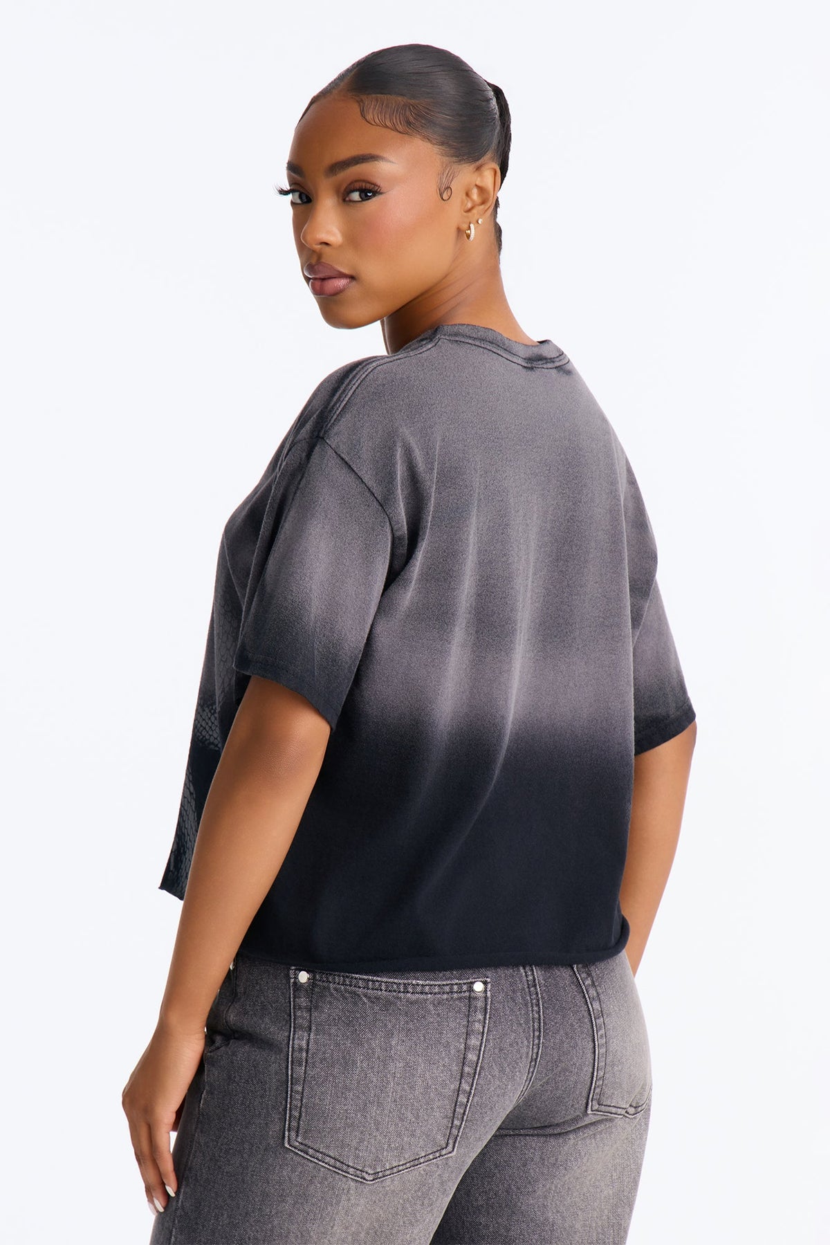 Slither Washed Raw Hem Tee - Black
