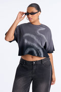 Slither Washed Raw Hem Tee - Black
