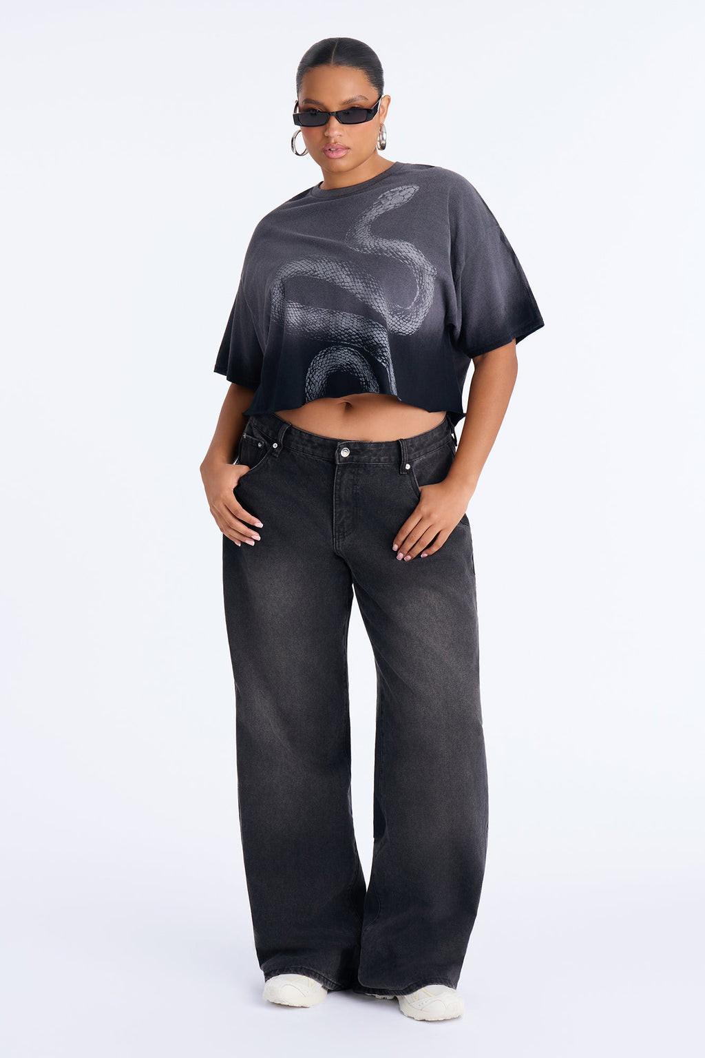 Slither Washed Raw Hem Tee - Black