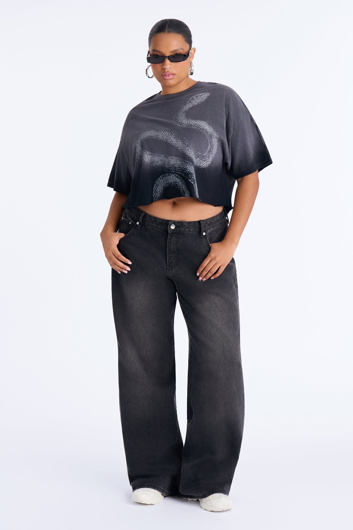 Slither Washed Raw Hem Tee - Black
