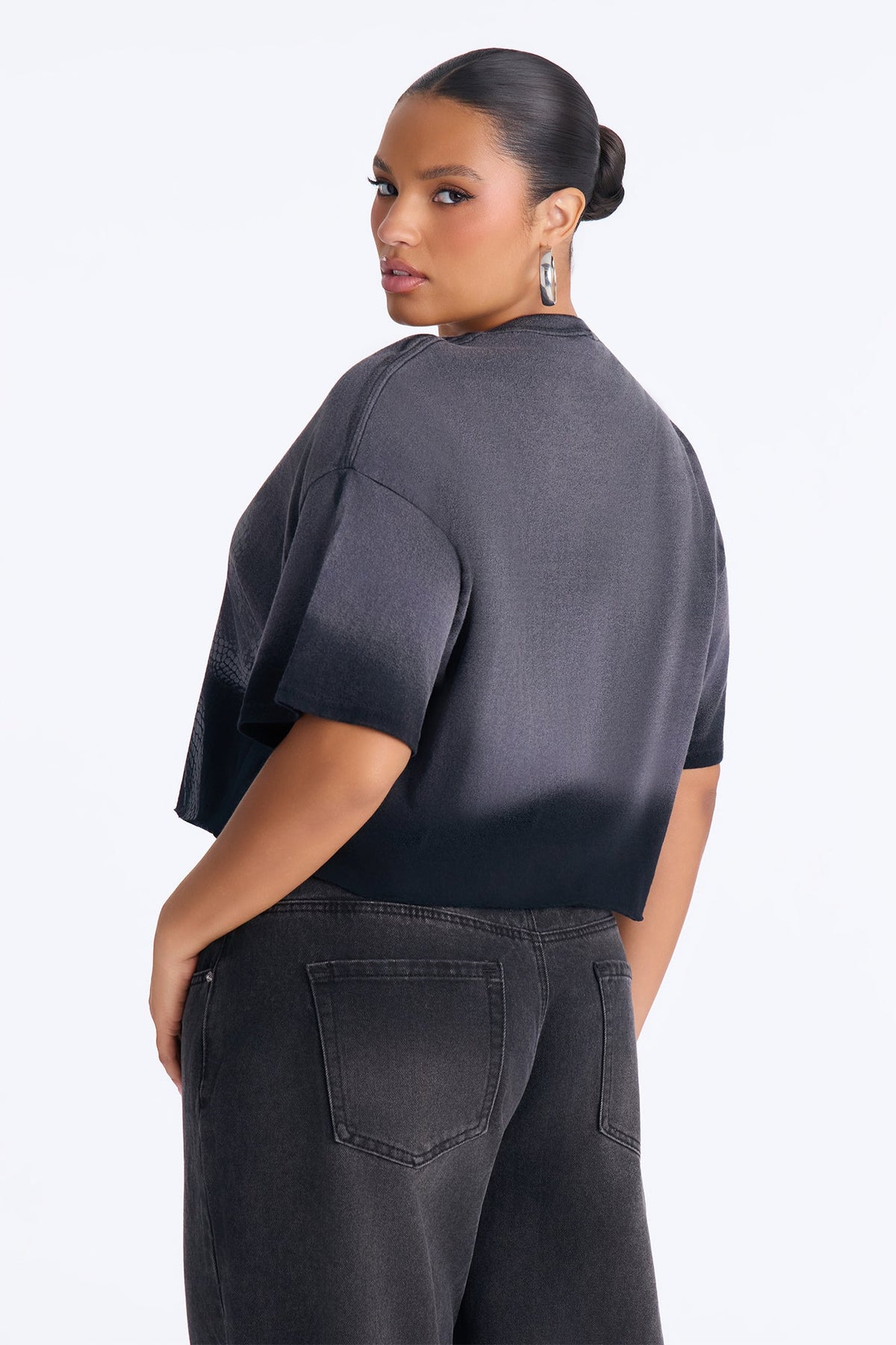 Slither Washed Raw Hem Tee - Black