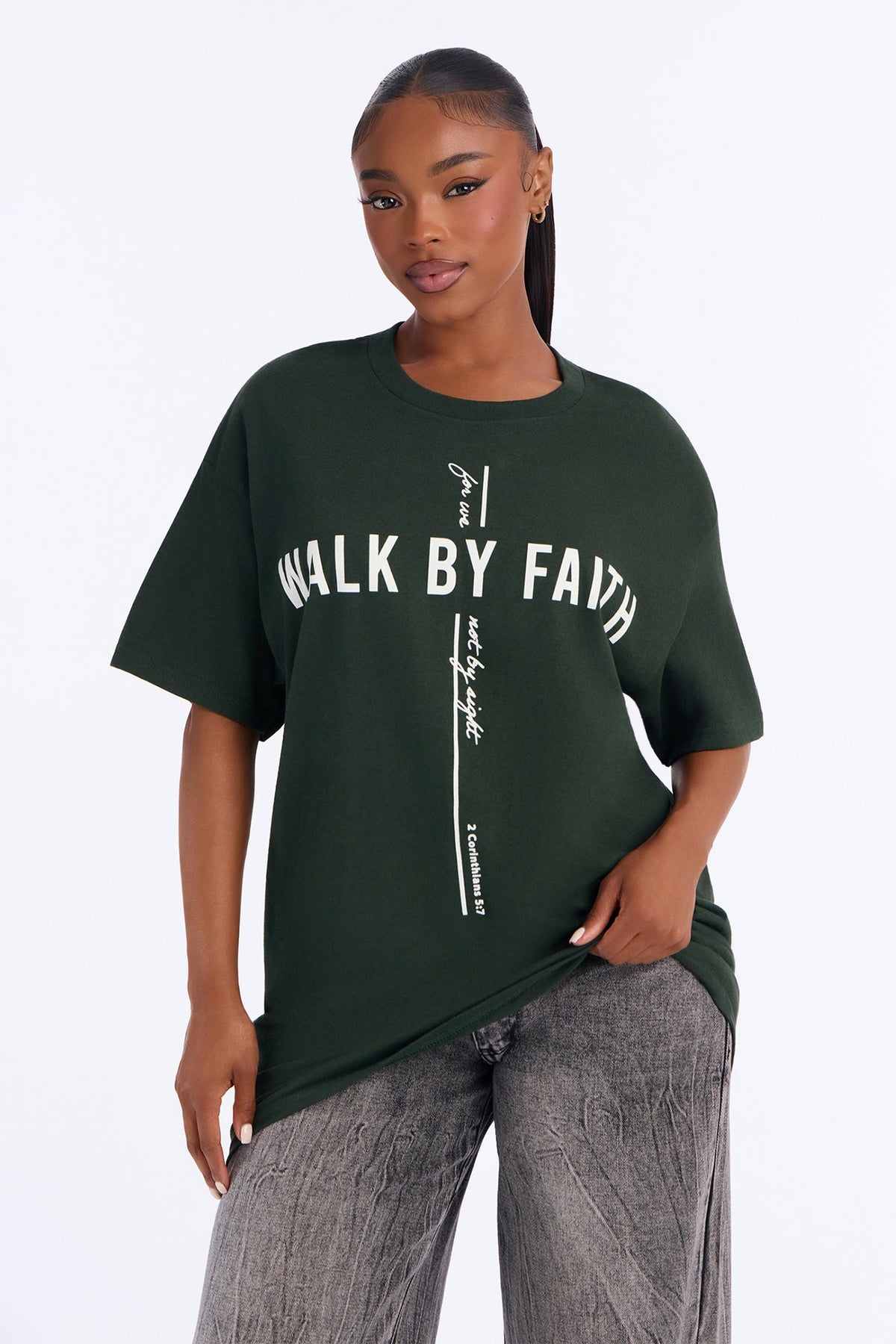 Walk By Faith Cross Tee - Hunter