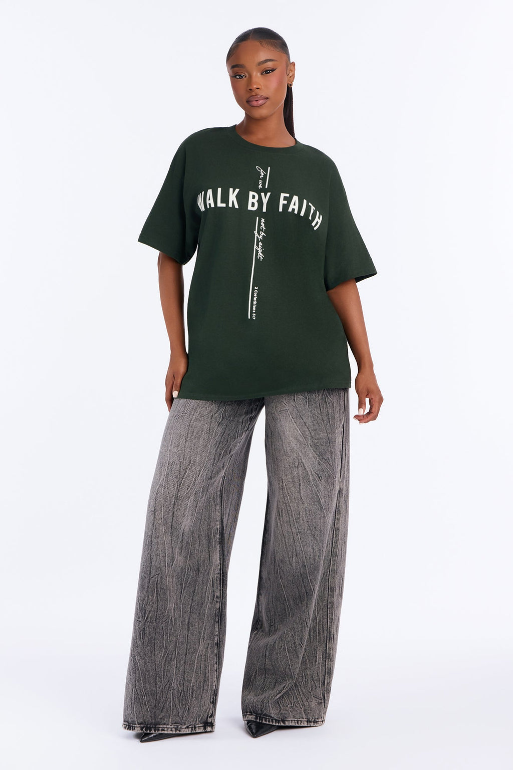 Walk By Faith Cross Tee - Hunter