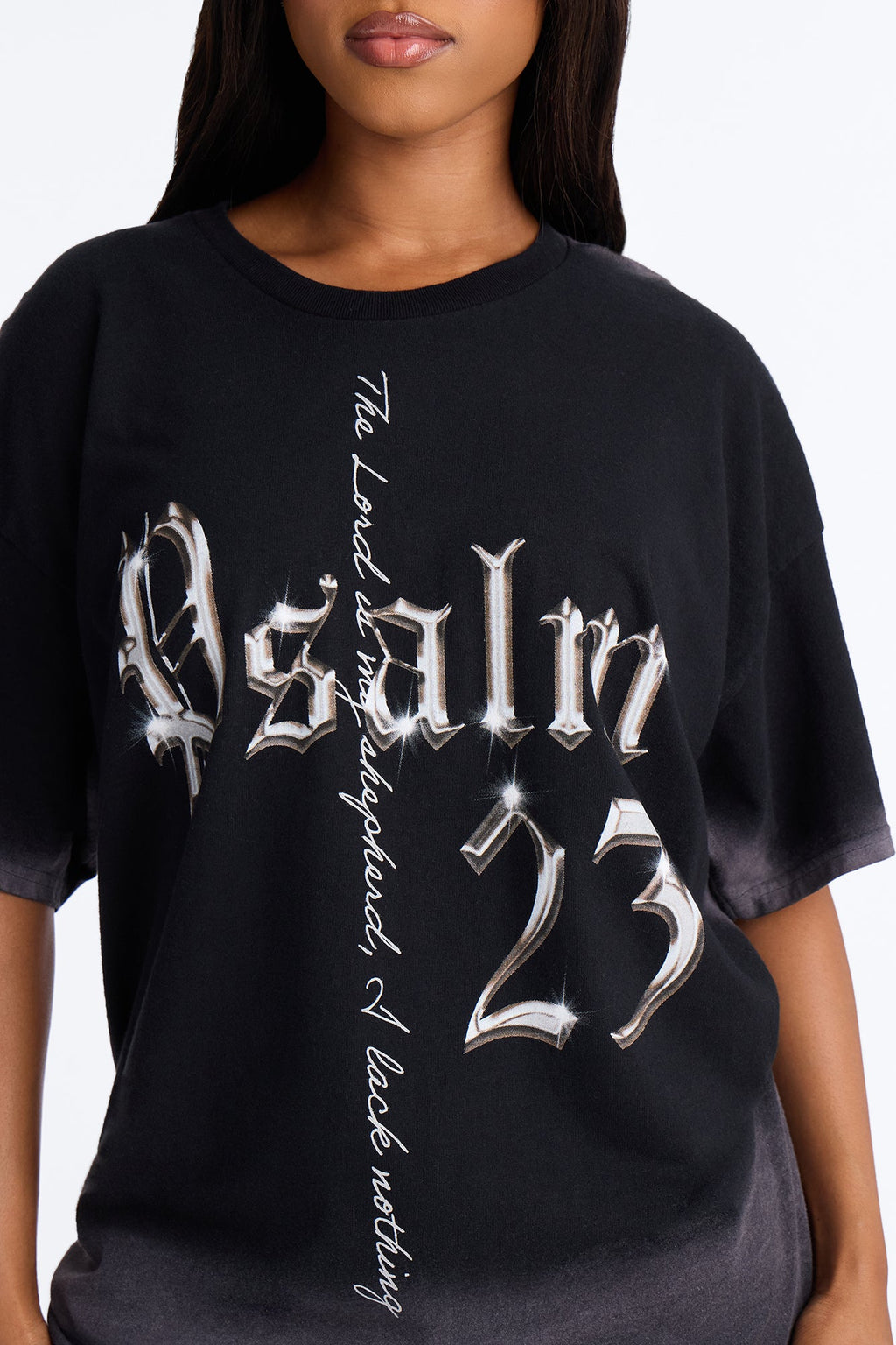 Psalm 23 Cross Washed Tee - Black
