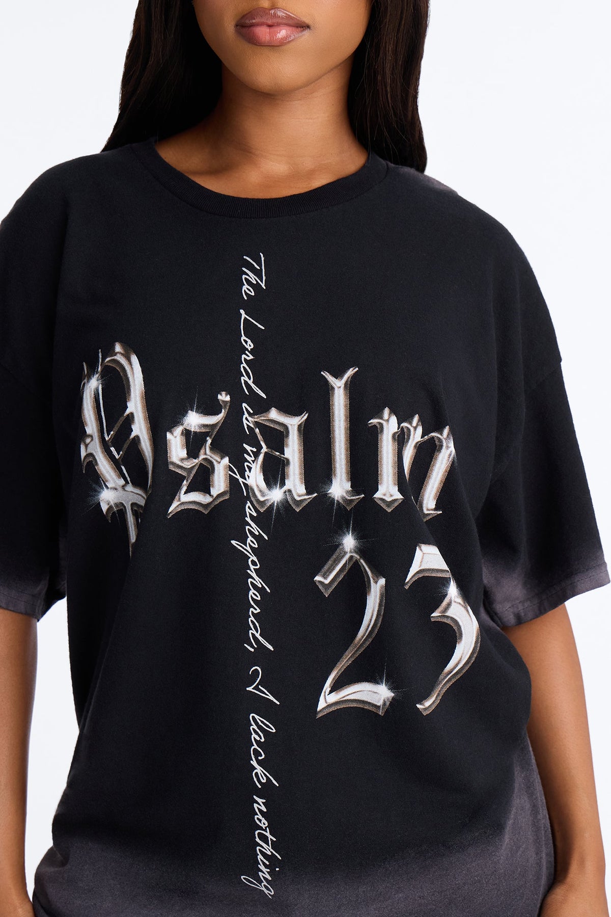 Psalm 23 Cross Washed Tee - Black
